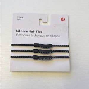 NWT lululemon athletica Black Silicone Hair Ties- 3 Pack